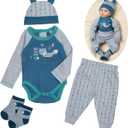 Reborn Baby Doll Clothes Little Fox 4 Pcs Set for 17-22 Inch Baby Doll Clothes Outfits Accessories Newborn Boy&Girl