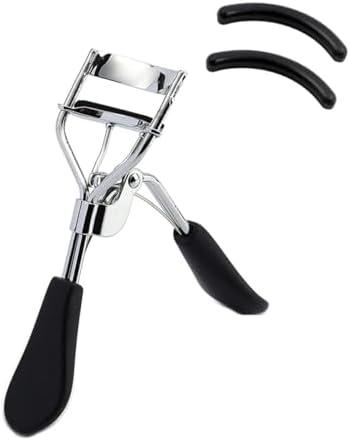 Vophoeen Eyelash Curler - Ergonomic Design for All Eye Shapes, Precision Curl Control, Superior Long- Lasting Curl, Gentle on Lashes, Includes 2PCS Silicone Replacement Pads, Easy to Use (Black), Pack of 2