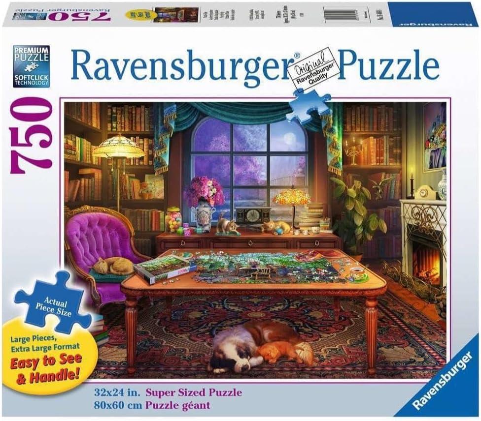 Ravensburger Cozy Series: Puzzler's Place | 750 Piece Large Format Jigsaw Puzzle | Unique, Interlocking Pieces | Softclick Technology Ideal Gift for Kids & Adults