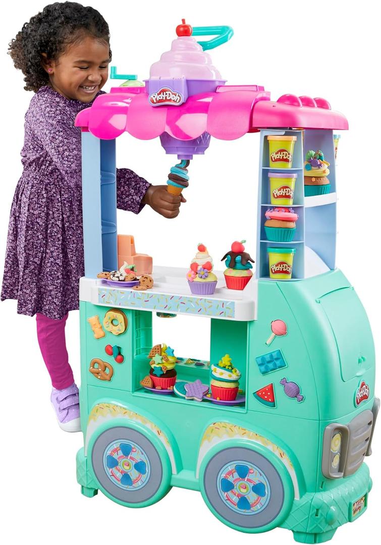 Play-Doh Kitchen Creations Sweet Snacks Food Truck Toy Playset for Kids, 12 Modeling Compound Cans, for 3 Year Old Girls & Boys & Up 
