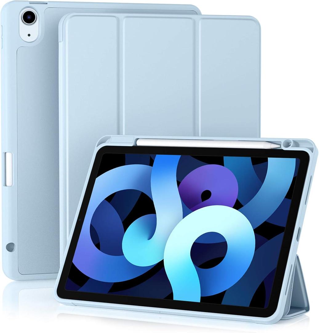 Akkerds Compatible with iPad Air 11 Inch Case 8th/7th/6th Generation (M4/M3/M2) 2026/2025/2024, for iPad Air 5th/4th Generation Case 10.9 Inch 2022/2020 with Pencil Holder[Auto Sleep/Wake], Sky Blue