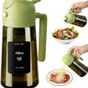 SWEET VIEW Olive Oil Dispenser and Oil Sprayer 16oz/470ml Glass Light-Proof Oil Pourer for Kitchen, Air Fryer, Cooking, Salad, and BBQ, Green