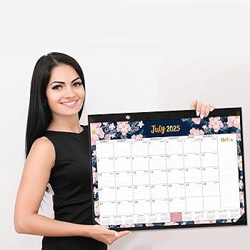 2024-2025 Desk Calendar - Large Desk Calendar 2024-2025, JUL 2024 - DEC 2025, 22" x 17", Large Ruled Blocks, 2 Corner Protectors & 2 Hanging Hooks, Floral Design