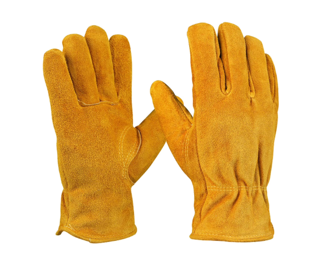 OZERO 2 Pairs Winter Leather Work Gloves for Men Women: Thermal Thick Lining Windproof Water-resistant Glove for Outdoor Cold Weather Working Gold/X-Large