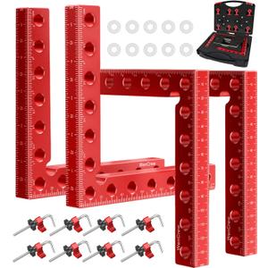 Corner Clamps for Woodworking, WenCrew 4pcs 90 Degree Right Angle Clamp 5.5" Aluminum Alloy Clamping Positioning Squares Woodworking Tools for Frame, Box, Drawer, Cabinets, Gifts for Men Dad