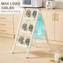 Valeo 3 Step Ladder, Lightweight Folding Step Stool with Wide Anti-Slip Pedal, 330LBS Capacity, Heavy Duty, Sturdy Iron Metal Step Stool for Home, Kitchen, Closet, Adults, Cream White
