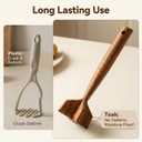 Natural Teak Wood Meat Masher, Ground Beef Masher, 11.5 Inch Chicken Shredder Tool, Multipurpose Kitchen Tool