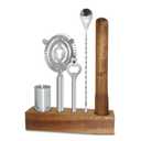 OGGI 5-Piece Slim Bartender Kit - Ideal Bar Cart Stainless Steel / Acacia