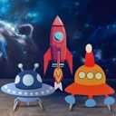 Leinuosen 3 Pcs Large Space Party Stand Decorations Set Spacecraft Baby Shower Decorations Theme Birthday Camping Party Supplies Decor for Girls Boys