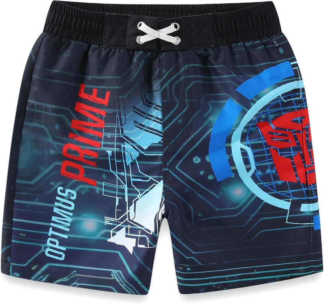 Transformers Optimus Prime Boys UPF 50+ Swim Trunks Shorts Bathing Suit for Big Kids (4, Black)