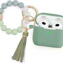 Filoto Silicone Airpod 3rd Generation Case Cover with Bracelet Keychain, Cute Protective Case for Apple Air Pod 3 Wireless Charging Case Women Girl, Cactus Green