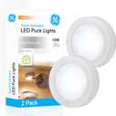 GE Touch Activated LED Puck Lights, 20 Lumens, White, 25434