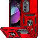 Case for Moto Edge 2022/Edge 2022 5G UW/Moto Edge Gen 3 XT2205-1 Case with Slide Camera Cover, Built-in 360 Rotate Ring Kickstand Magnetic Shockproof Cover for Motorola Moto Edge 2022 5G Red