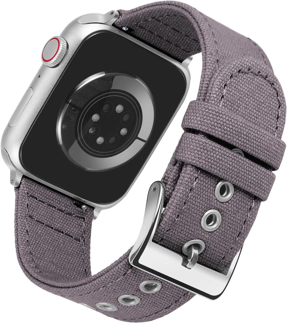 BINLUN Compatible with Apple Watch Band Canvas 49mm/46mm/45mm/44mm/42mm(Series 3 2 1) for Men Women, Fabric Sport Replacement Strap Fit for iWatch