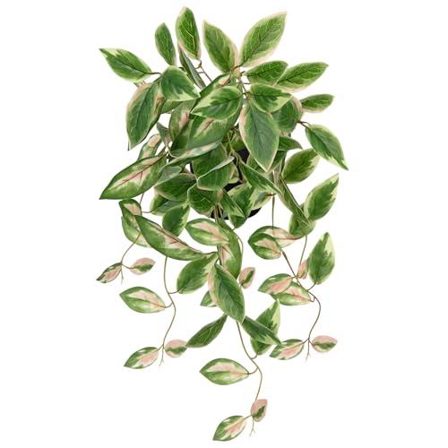 DILATATA Fake Plants Artificial Potted Plants 20 Inch Faux Peperomia Ivy Vine Plant Hanging Plant for Home Office Desk Shelf Indoor Outdoor Decor