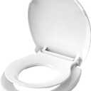 Toddler Toilet Seat with Potty Training Seat Round 16.5inch, 2 in 1 Toilet Seat for Family Built-in Baby Seat Removable, Soft Close + Easy Clean, PP Safe Material, White
