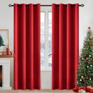 MIULEE Christmas Blackout Curtains 84 Inches Long for Bedroom Living Room Thermal Insulated Room Darkening Grommet Top Solid Light Blocking Drapery Set of 2 Window Panels Red