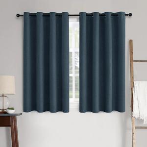 MIULEE 100% Blackout Linen Curtains for Bedroom 52x54 Inches Navy | Room Darkening, Light Blocking, Thermal Insulated, Grommet Top, Linen Textured, Window Curtains for Living Room, 2 Panels