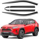 Tape-On 6pcs Rain Guards Window Visors Fit for Toyota RAV4 2019 2020 2021 2022 2023 2024 2025, Low-Profile Window Deflectors for RAV 4, Out-Channel Vent Shades Smoked