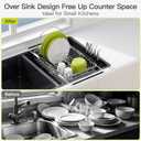 Expandable Stainless Steel Dish Drying Rack Over The Sink For Small Kitchen, Counter Space Saving Compact Metal Plate Drainer Strainer, Adjustable Hanging Inside Sink Rust Proof Wire Dryer Holder