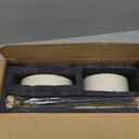 Ceramic Raised Slow Feeder Dog Bowl Set, Elevated 7.3inch Bowl and 8.2inch Puzzle Slow Dish with Wooden Stand for Medium and Large Dog, Anti-Gulping (2X Light Yellow+ Stand)