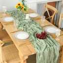 GARENY 6 Pack Sage Green Cheesecloth Table Runner 120 Inch 10 FT Boho Gauze Cheese Cloth Table Runner for Spring Bridal Baby Shower Wedding Birthday Party Holiday Centerpiece for Home Decorations