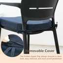 C-Hopetree Indoor Outdoor Dining Chair Cushions with Ties, Seat Pads for Kitchen with Washable Cover and Non-Slip Bottom, High-Resilient Foam, Waterproof, 17" x 16" x 2", Navy Blue, Set of 6
