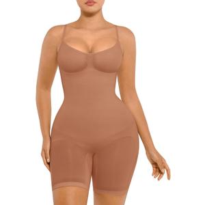 FeelinGirl Shapewear Bodysuit Tummy Control Seamless Sculpting Butt Lifter Body Shaper for Women (X-Small-Small, Cinnamon Brown)