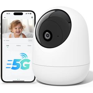 Rraycom Indoor Camera 5G&2.4G WiFi,2K Security Cameras for Home Security,360Pan & Tilt, Dog/Pet Baby Camera with Motion Tracking& Sound Detection, 2-Way Audio, Night Vision,Siren,Works w/Alexa