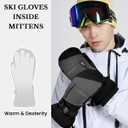 Winter Ski Mittens for Men Women Cold Weather- Warm Snow Mitts Gloves Waterproof & Windproof for Snowboard Snow Sports (Small-Medium, Black)