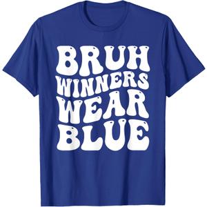 Winners Wear Blue Team Spirit Week Game Sports Day Groovy T-Shirt (Blue, M)