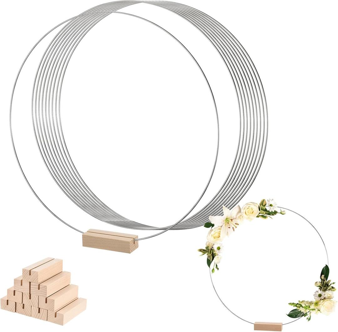 MECCANIXITY Metal Floral Hoop 14 Inch Wreath Rings Centerpiece Table Decorations Silver Tone for DIY Wedding Birthday Party Events 10 Set