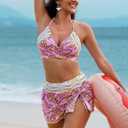 Herseas Women's Bikini Sets Two Piece Tummy Control Beach Outfits Tie Swimsuit Banded Stretch Swimming Suits Sexy Bathing Suit X-Large Pink Floral (XL)