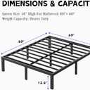 Furnitui 14 Inch High Metal Queen Bed Frame, Platform Bed Frame Queen Size No Box Spring Needed, Easy Assembly, Noise Free, Sturdy, Black