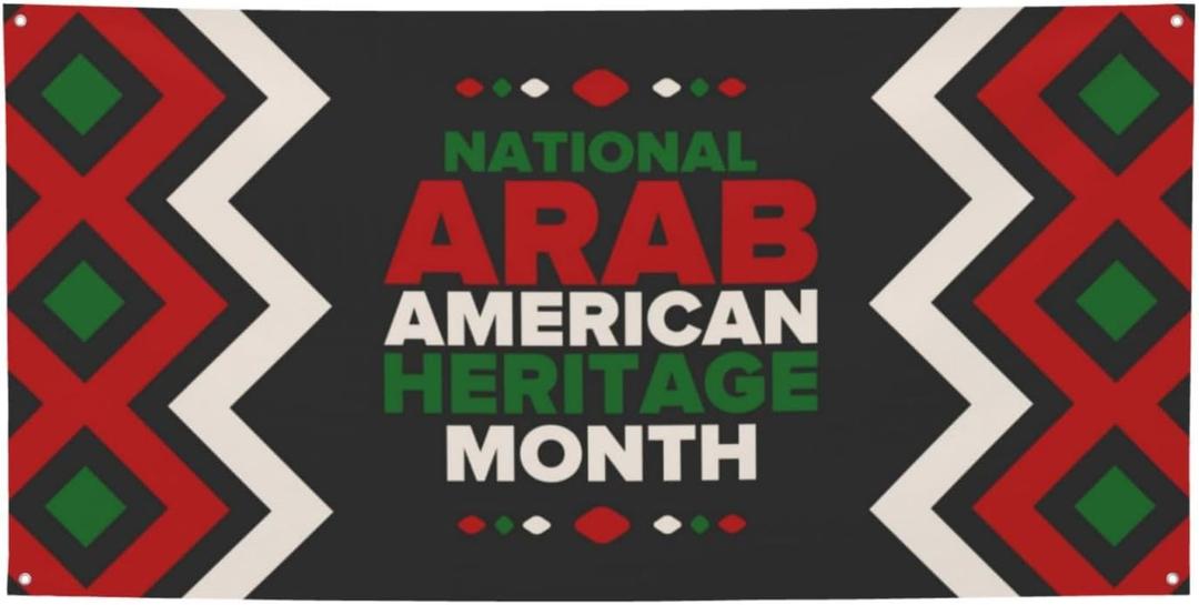 Arab American Heritage Month Banner Festive Single Sided Printed Banner For Holiday Party Supplies Home Decor, Medium, Black