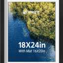 18x24 Picture Frame - Black Solid Wood Photo Frames - Displays Photos 16x20 with Mat or 18 x 24 without - Room, Office, Gallery, Studio, and Hallway Decor - Wall Hanging