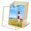 Ludery 8x10 Gold Picture Frames, Clear Frameless Picture Frames, 6 Pack Acrylic Self-Standing Photo Frames for Wedding Table Numbers, Restaurant Signs, Photos and Art Display