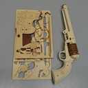 Cool Unique Gifts for Men, 3D Wooden Puzzles for Adults Colt Revolver Model 1851-3D Wooden Gun Puzzle Building Kit for Adults - Rubber Band Gun, Wood Toy Guns for Man Birthday Xmas Gift Idea