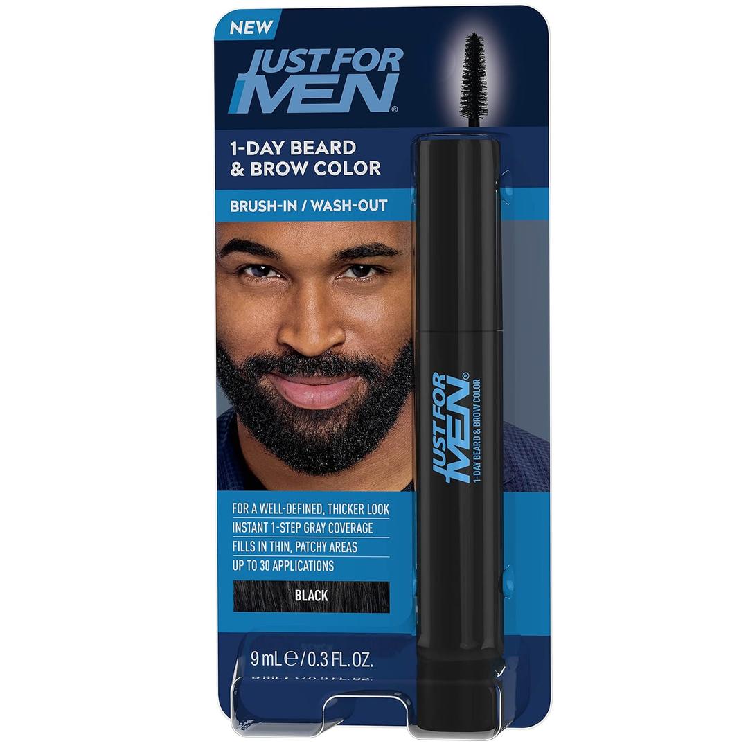 Just for Men 1Day Beard & Brow Color, Temporary Color for Beard and Eyebrows, For a Fuller, WellDefined Look, Up to 30 Applications, Black