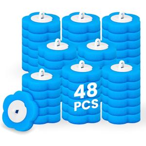 KOKL Disposable Toilet Bowl Wand Refills, Toilet Brushes and Holder, Disposable Toilet Brush Heads for Bathroom Cleaning, 48 Count