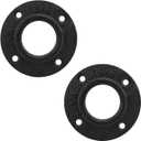 Industrial Pipe Floor Flange, Heavy Duty Malleable Iron Pipe Fittings, Wall Mounted Vintage DIY Threaded Flange for Decoration Pipe Fitting Project, Black(2 Pack, 1.5 Inch)