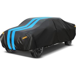 Sailnovo F150 Truck Cover Waterproof All Weather for Ford F-150 F-250 Super Crew Cab 5.5ft Short Bed Sun Rain Snow Wind Hail Protection Pickup Cover with Door Zipper, Cotton Lining, Reflective Strips (Blue)
