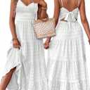 Narecte Women Summer Beach Dresses Maxi Dress Spaghetti Strap Flowy Casual Dress Bohemian Dresses for Vacation & Holiday (White) XS