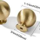 khtumeware 2-Pack 100% Solid Brass Cabinet Knobs, Round Ball Gold Knobs for Dresser Drawer, 1.25-Inch Diameter,Sphere Cabinet Pulls, Brushed Brass Finish