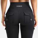YEOREO CoreFlex Women Workout Flare Leggings with Pockets Hidden Scrunch High Waisted Cargo Gym Yoga No Front Seam Leggings (Black, M)