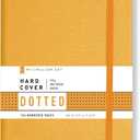 Minimalism Art, Premium Hard Cover Notebook Journal, X-Large Size, Master A4 8.3" x 11.4", 186 Numbered Pages, Gusseted Pocket, Ribbon Bookmark, Extra Thick Ink-Proof Paper 120gsm (Dotted, Amber)