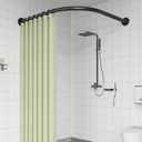 Adjustable Corner Shower Curtain Rod, Stretchable Stainless Steel L Shaped Shower Curtain Rail, Curved Bowed Shower Curtain Pole, Drill Or No Drill, For Bathroom,(Size:A 70-95cm X 70-95cm,Color:Black)