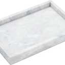 12 x 8 inch Real Natural Marble Vanity Tray, Genuine Marble Storage Tray for Cosmetics/Jewelry, Non-Resin/Non-Ceramic, Dresser Organizer Tray, Bathroom Tray, Home Decor, Kitchen, Coffee Table