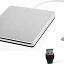 External USB-C SuperDrive DVD CD Drive Portable DVD CD Reader/Burner for Apple-MacBook Air/Pro/iMac/Mini/MacBook Pro/ASUS/DELL/Laptop with USB-C Port Plug and Play (Silver)