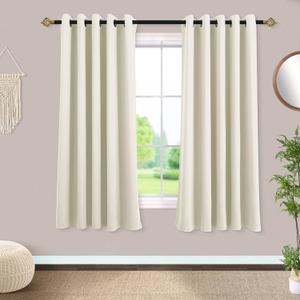Mrs.Naturall Beige Curtains 72x63 Inch Length for Living Room 2 Panels Blackout Room Darkening Curtains